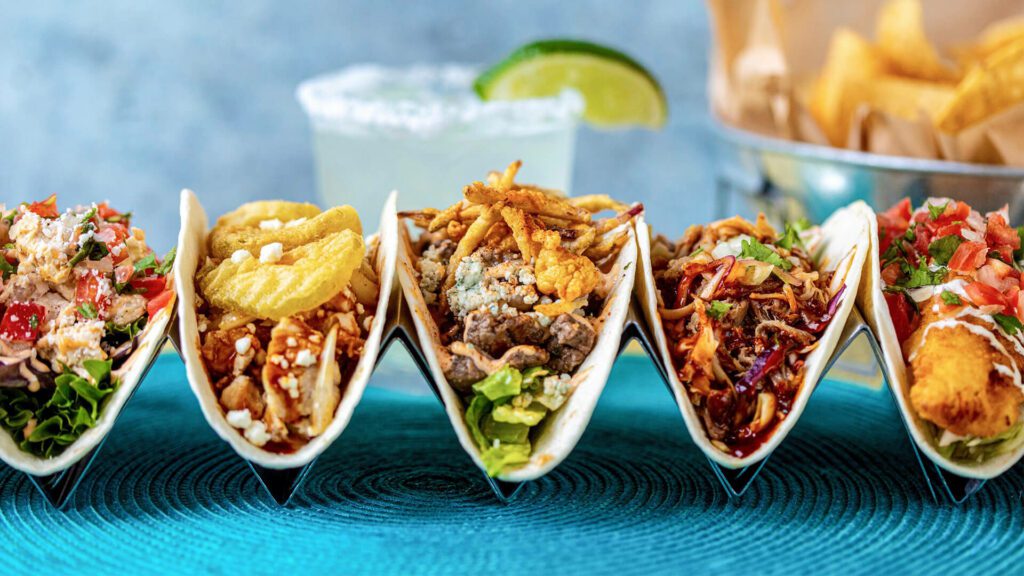 Five varieties of tacos